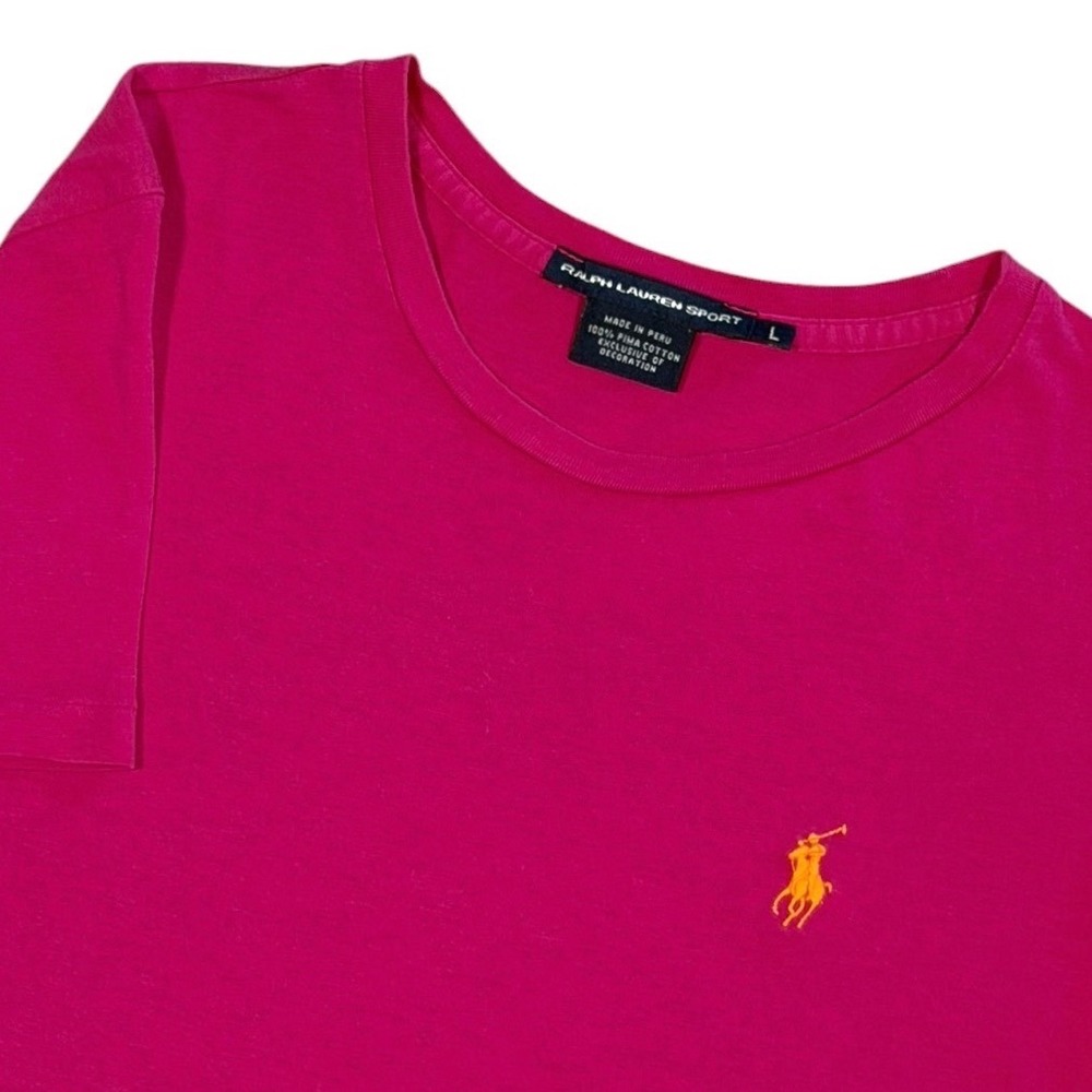 Ralph Lauren Sport Girl's Pink Pima Cotton Short Sleeve‎ Pony Logo Tee Shirt L